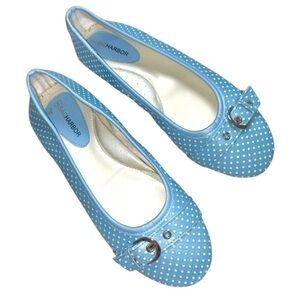 NEW Baby Blue Polka Dot Perforated Buckle Flats